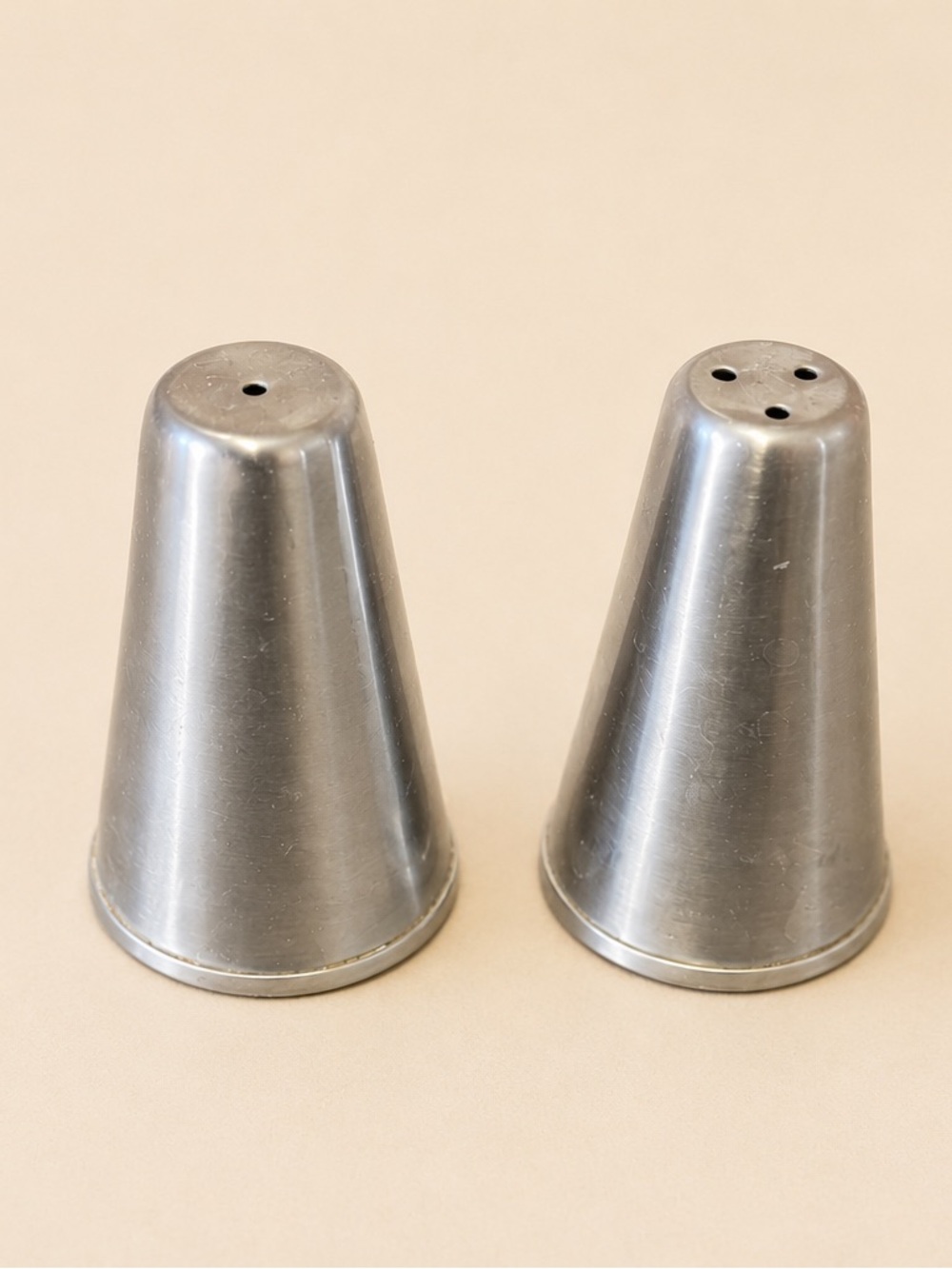 Vintage Oneida Stainless Steel Salt and Pepper Shakers - Cone Set